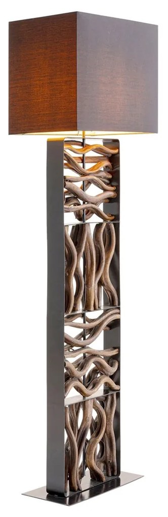 Zwarte Vloerlamp Met Hout