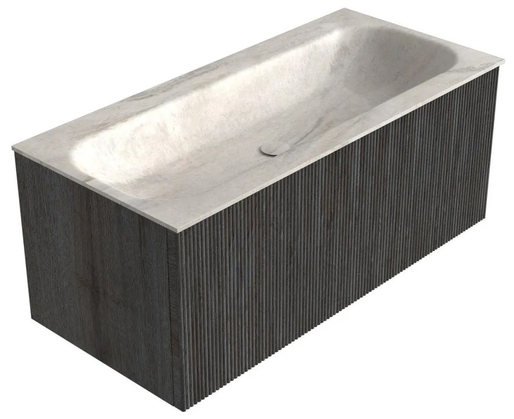 Mondiaz Kurve-dlux 100cm badmeubel shadow met 1 lade en wastafel big medium midden zonder kraangat ostra
