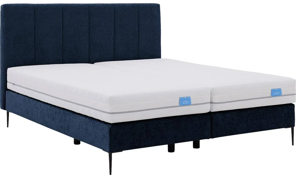 Goossens Boxspring Ease Solid Incl. Matras, Vlak 180 x 210 cm (=2x 90 x 210 cm) met hoofdbord + 2x matras shapes 1