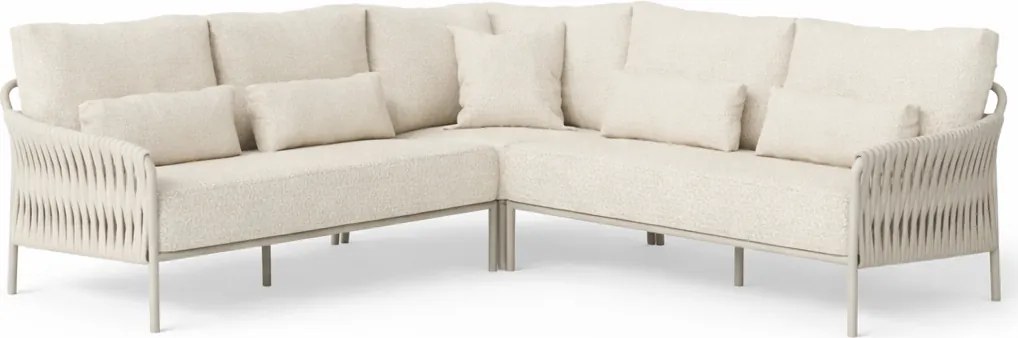 Fiavè hoek loungeset 3 delig Camel sand | Misty rope | Beachy bouclé SUNS