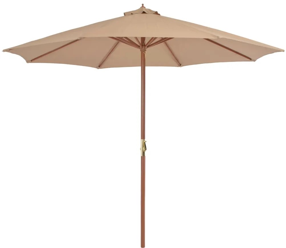 vidaXL Parasol met houten paal 300 cm taupe