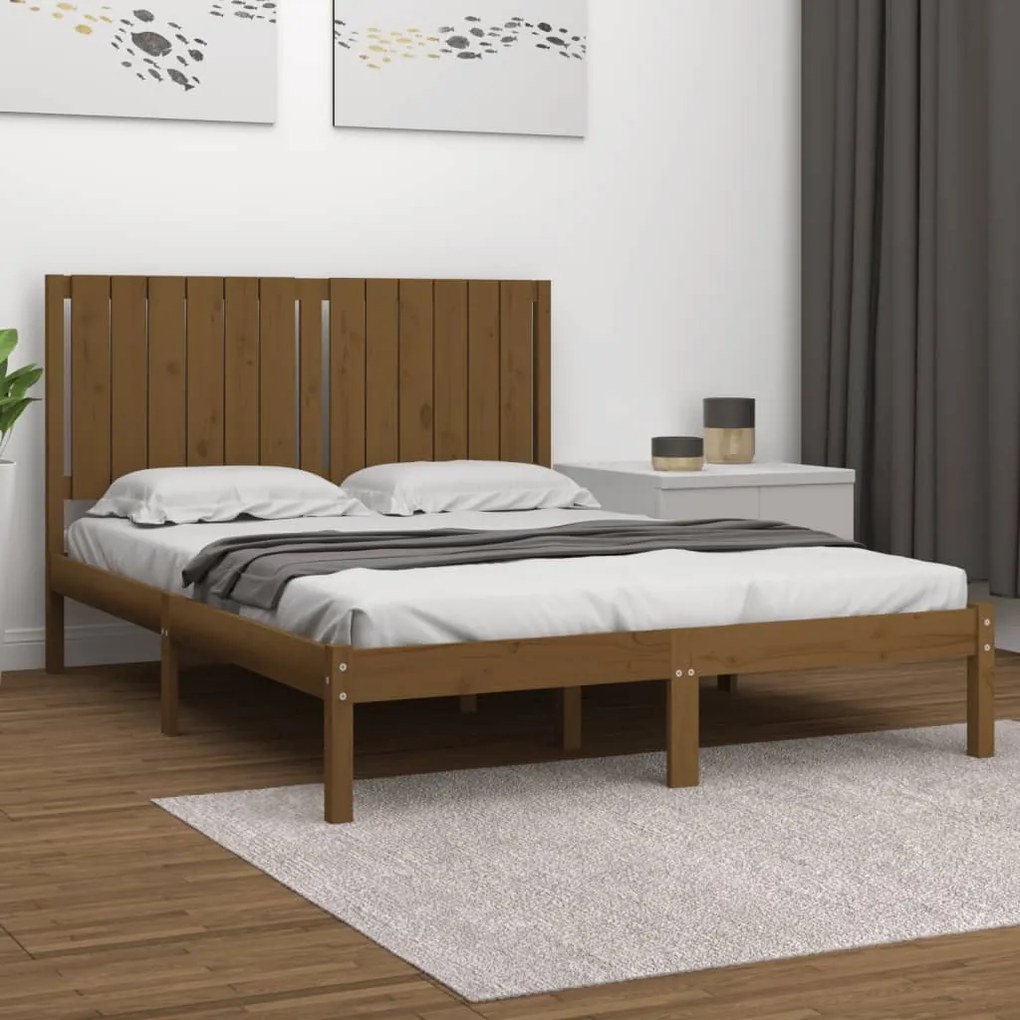 vidaXL Bedframe massief grenenhout honingbruin 140x200 cm