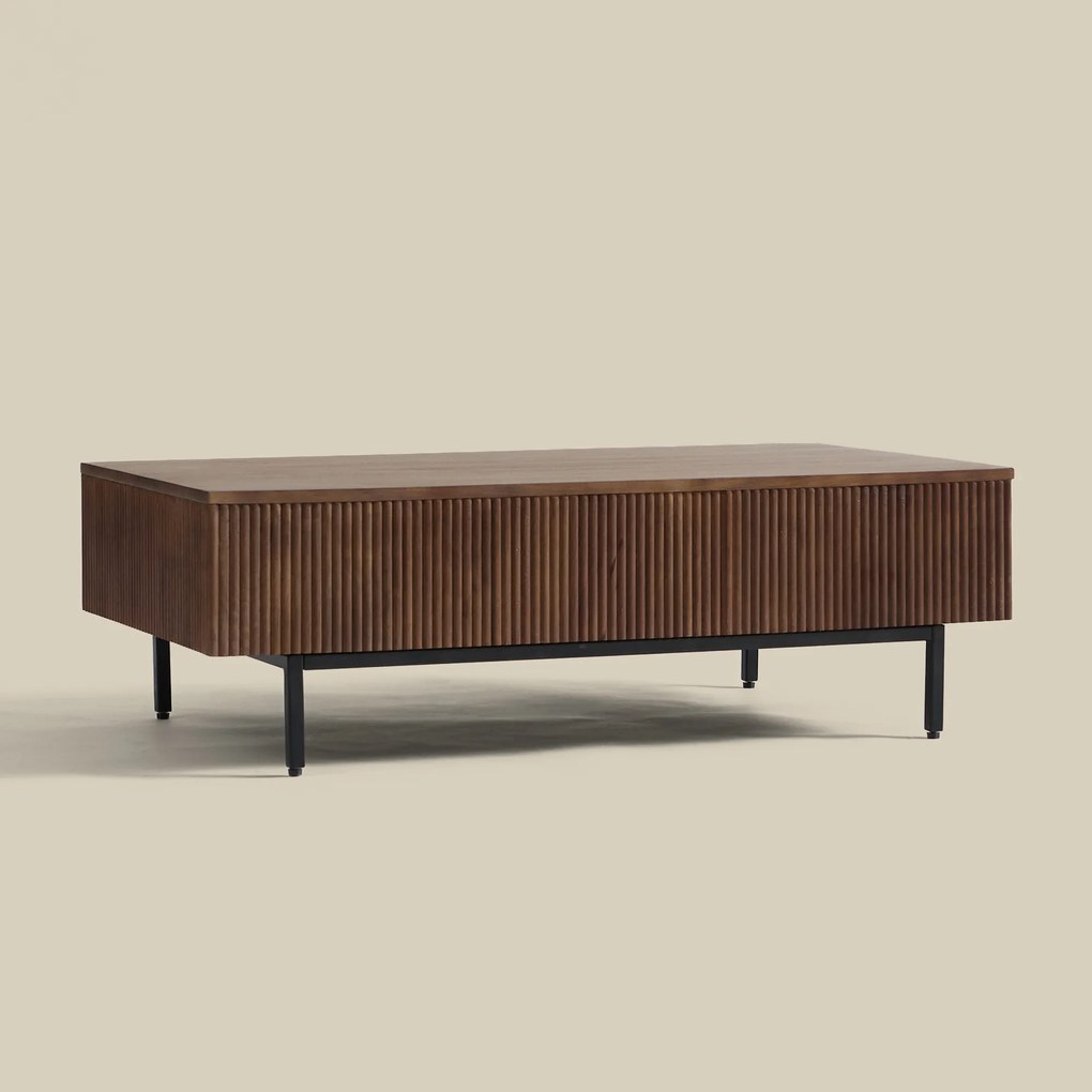 Salontafel Hout Met Ribbels - 110 X 60cm.