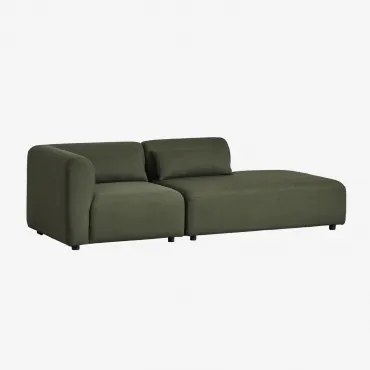Modulaire Hoekbank Van 2 Delen Met Rechter Chaise Longue Fogler Teddystof Saliegroen - Sklum