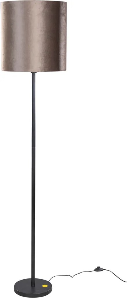 Vloerlamp zwart met velours kap bruin 40cm - Simplo