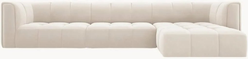 Modulaire hoekbank Francesca (5-zits) van fluweellook