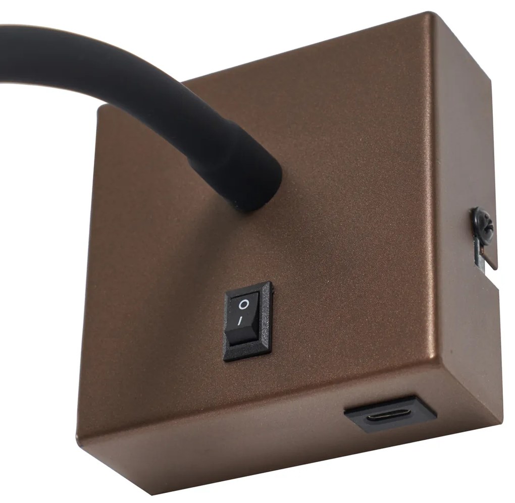 Moderne wandlamp brons met USB-C poort - Gosna