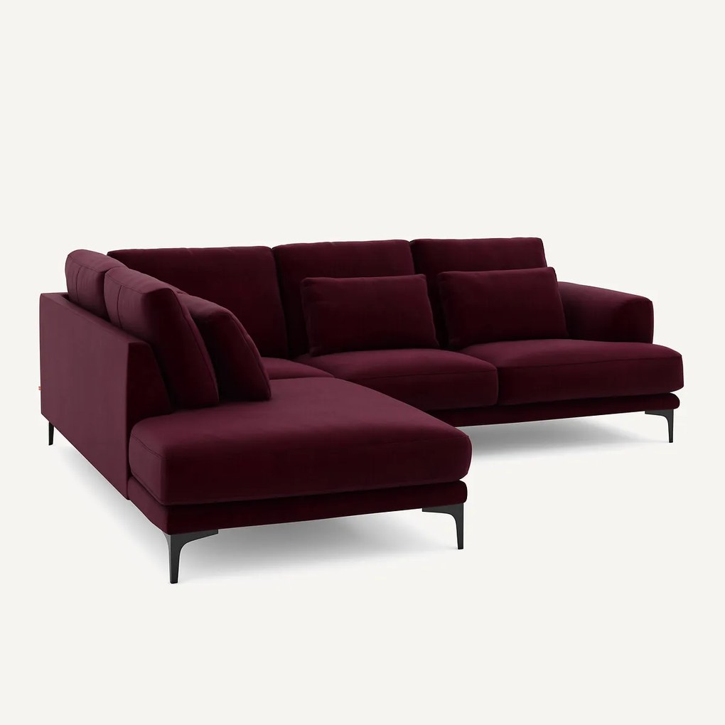 Rechtse hoekbank met leuning in fluweel, Marsile