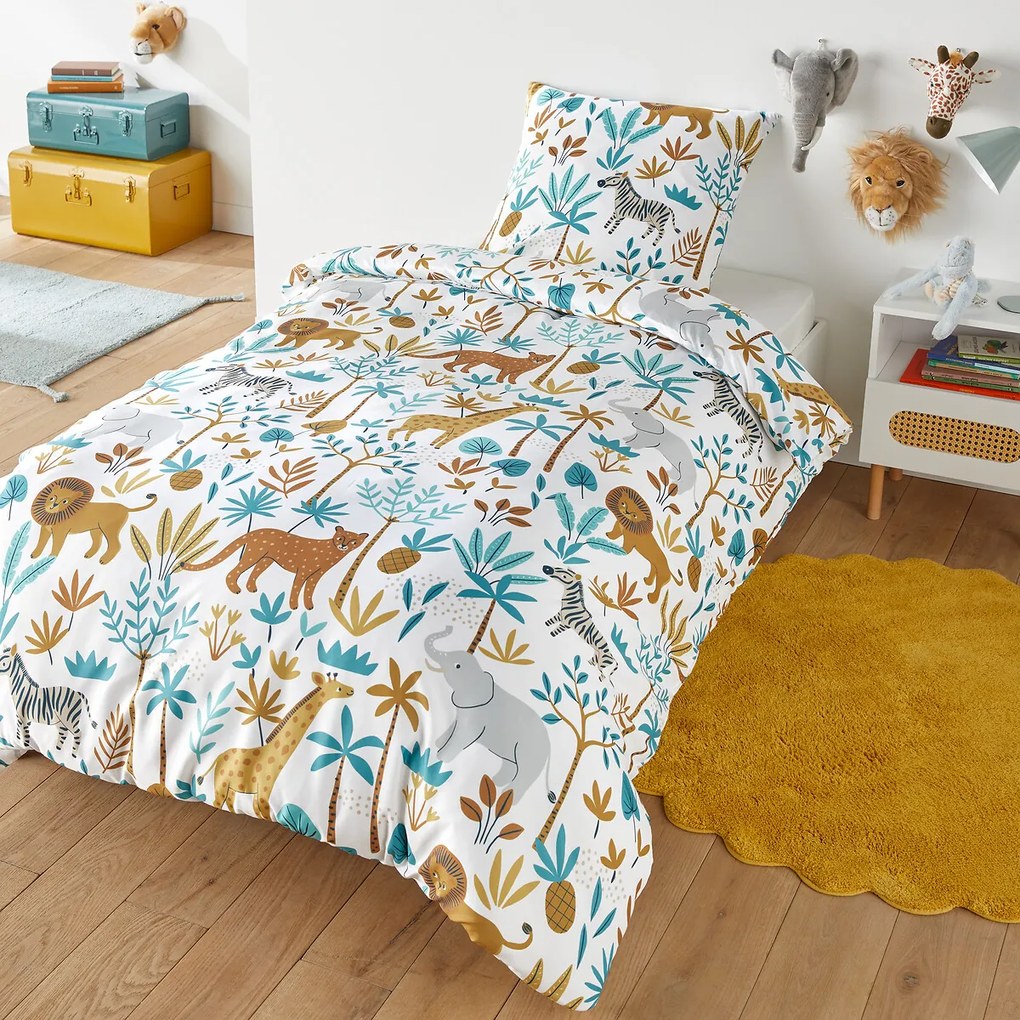 Bedset in recycled microvezel, vierkante kussensloop