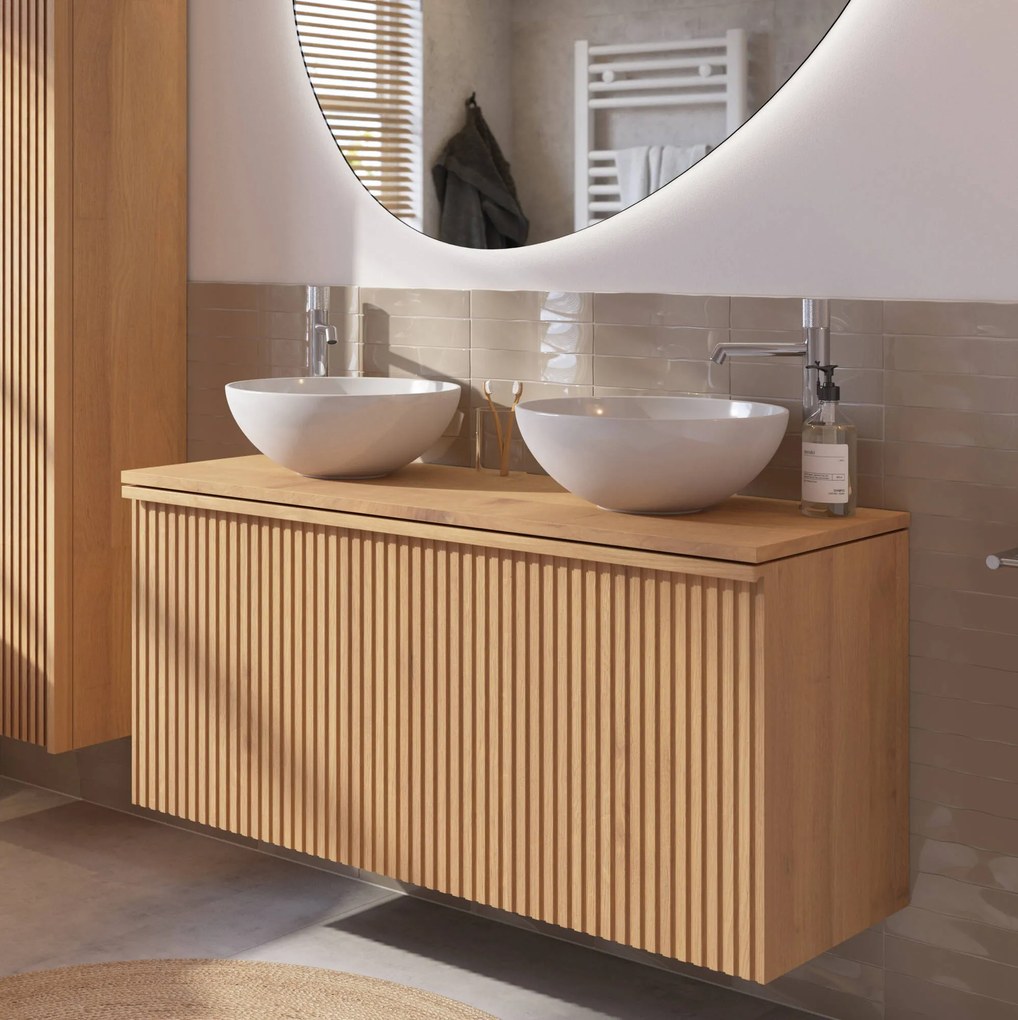 Ben Linea voorgemonteerd badmeubel incl. keramische waskommen 120cm eiken naturel
