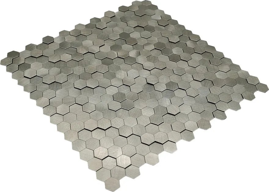 Zelfklevende Mozaïektegels Metaal | Mini Hexagon 3D Zilver | 29,8×30,7 cm | Keuken, Bad & WC