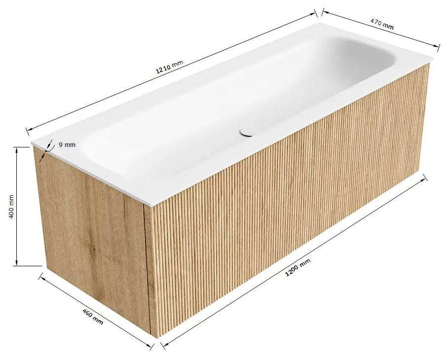 Mondiaz Kurve 120cm badmeubel ruby met 1 lade en wastafel big large midden 1 kraangat urban