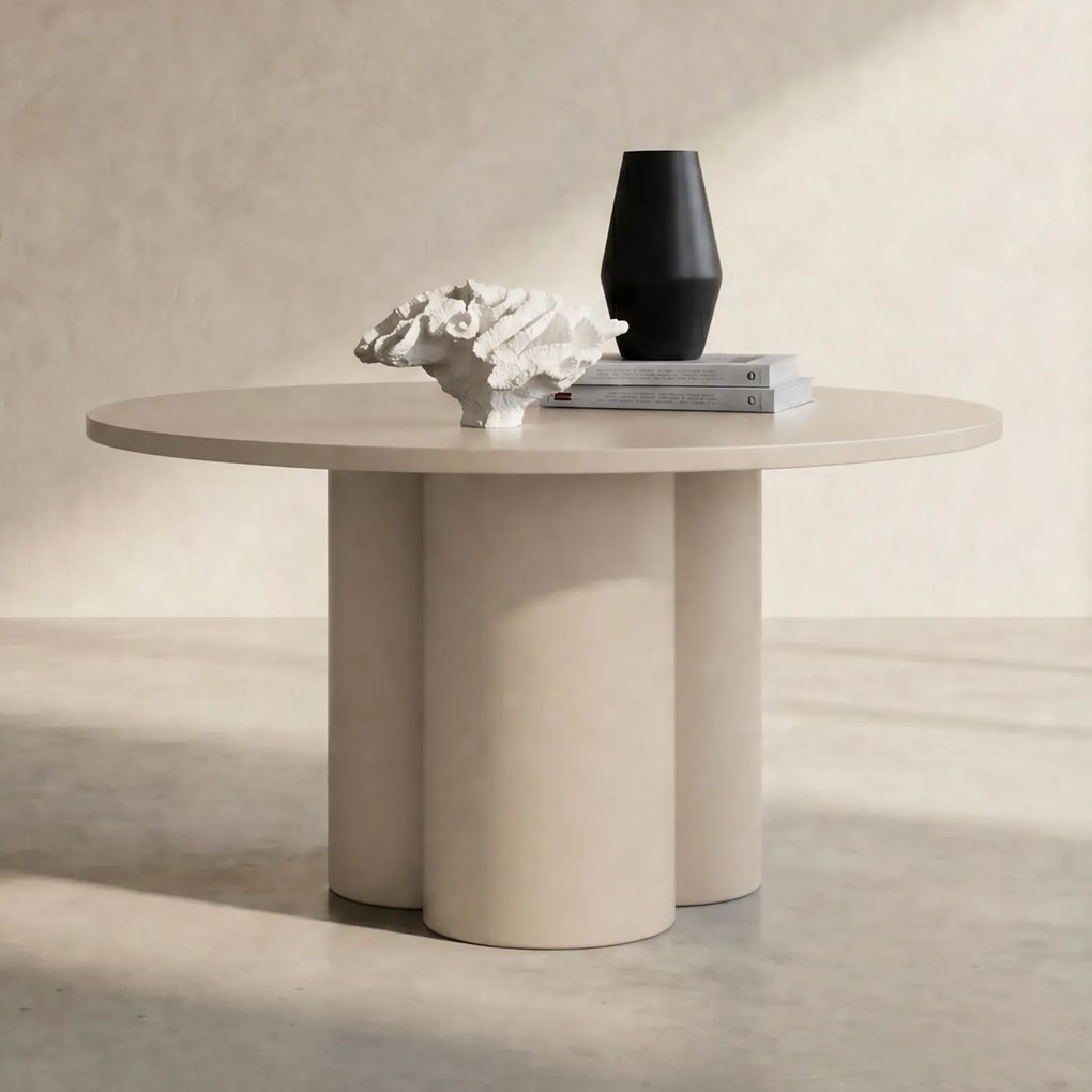 Salontafel Met Cilindervormige Poten Beige - 80 X 80cm.
