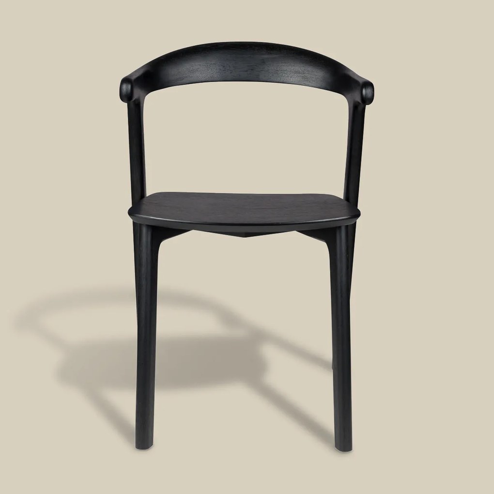 Zuiver Northwood Black Houten Eetkamerstoel Zwart Minimalistisch