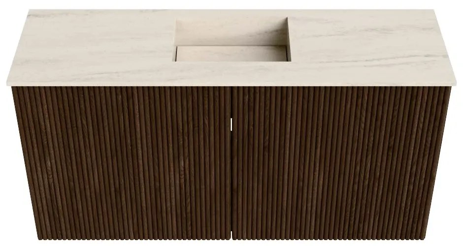 Mondiaz Joya DLux 80cm toiletmeubel walnut met wastafel faye midden 1 kraangat meli