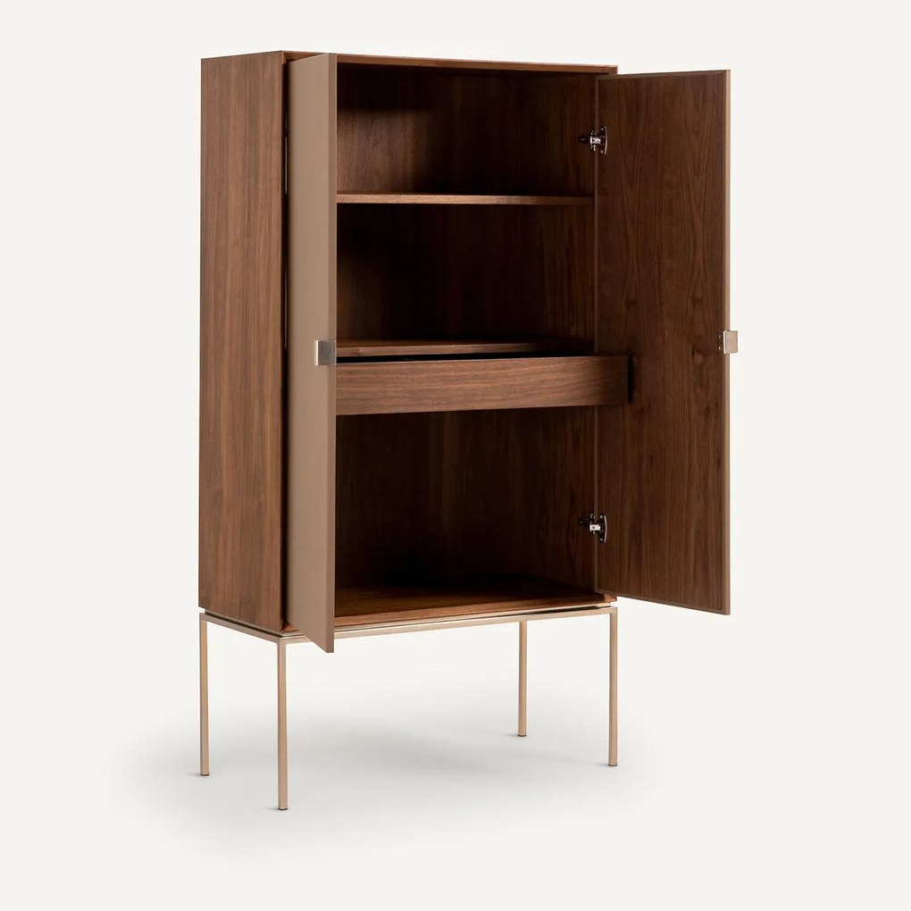 Kast notenhout/leer, Delina