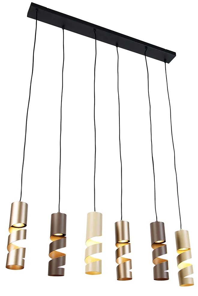 Eettafel / Eetkamer Moderne hanglamp zwart met taupe en beige 6-lichts - Stream Modern GU10 Binnenverlichting Lamp