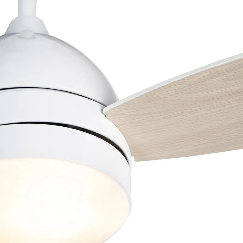 Plafondventilator wit met hout print 96cm met afstandsbediening - Rotar