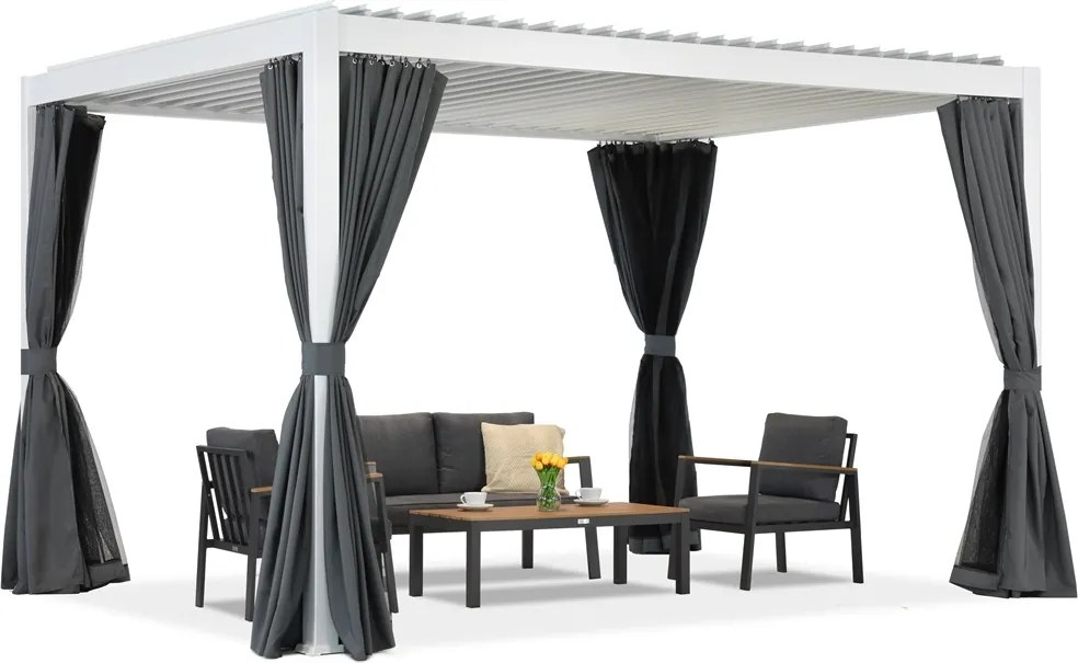 Lagos Premium 3x4 Garden Point vrijstaande terraspergola wit en antraciet