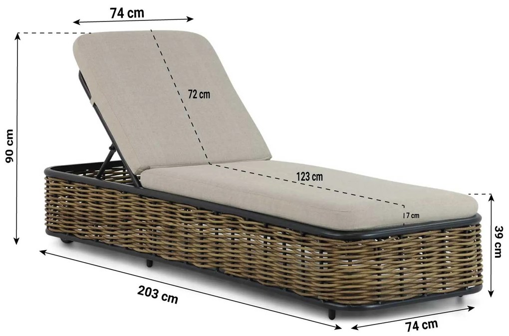 Lifestyle Garden Furniture Nice Ligbed Verstelbaar Aluminium/wicker Grijs