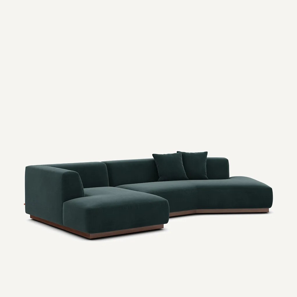 Linker open hoekbank fluweel, Jacopo