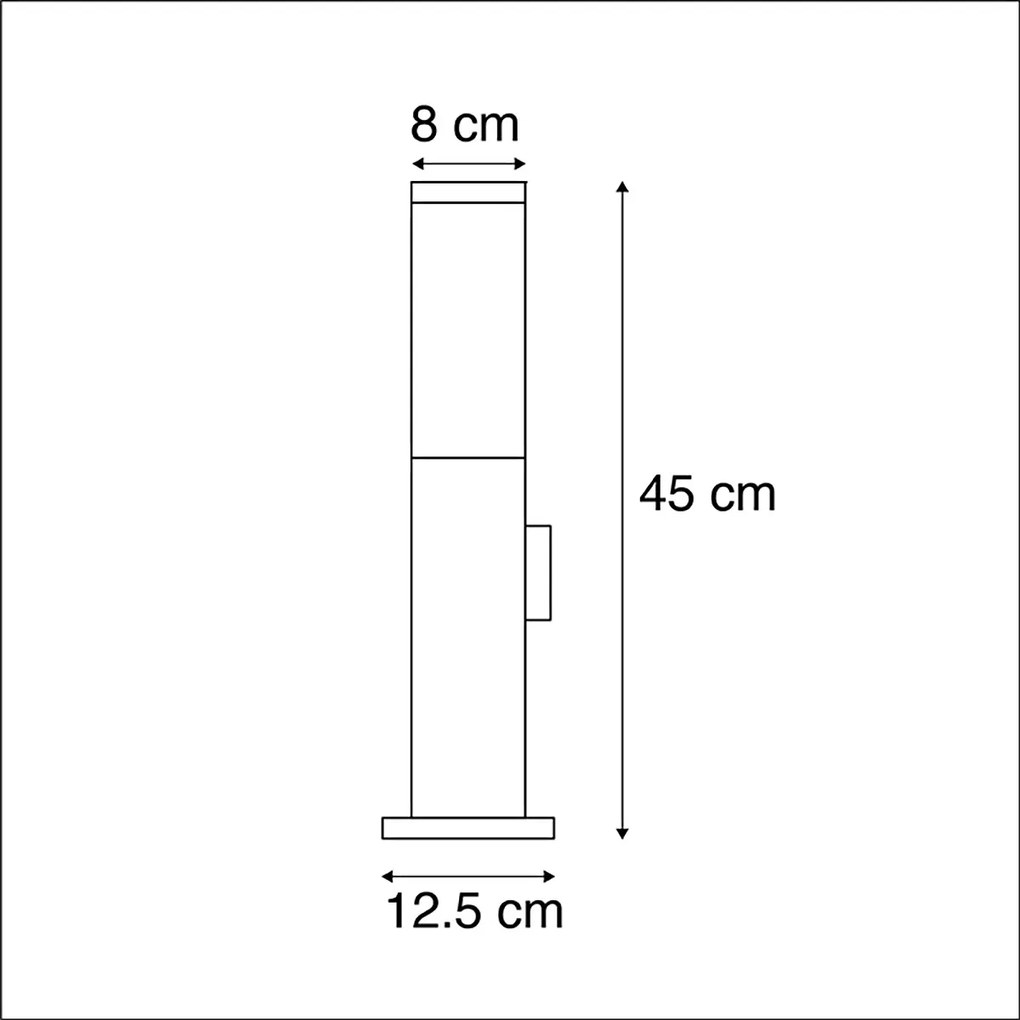 Buitenlamp staal incl stopcontact IP44- Malios met grondpin en kabelmof