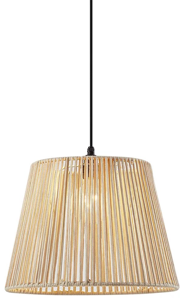 Buiten hanglamp zwart met beige kap van touw IP44 - CavaJapandi Minimalistisch E27 IP44 Buitenverlichting rond