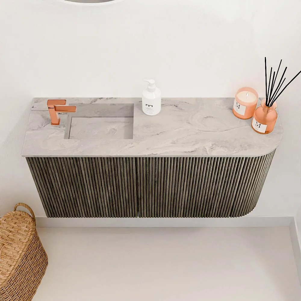 Mondiaz Joya DLux 80cm toiletmeubel ronding rechts shadow met wastafel faye links 1 kraangat glace