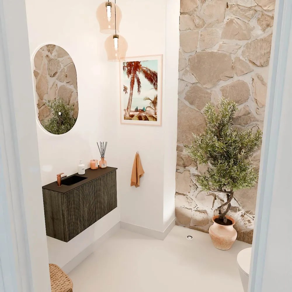 Mondiaz Joya 70cm toiletmeubel shadow met wastafel faye links 1 kraangat urban