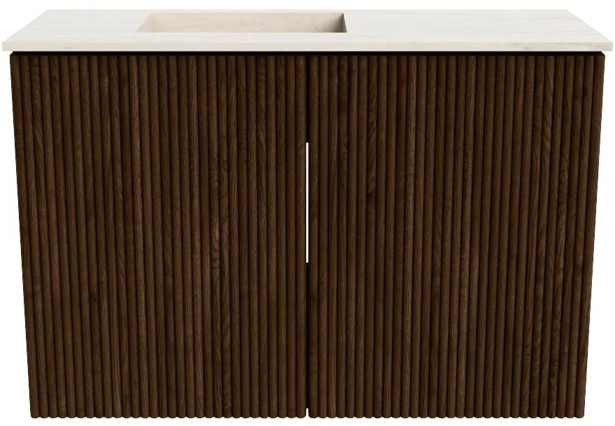 Mondiaz Joya DLux 60cm toiletmeubel walnut met wastafel faye links 1 kraangat meli