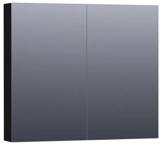 Saniclass Plain Spiegelkast 80x70x15cm Mat Zwart SK-PL80MZ