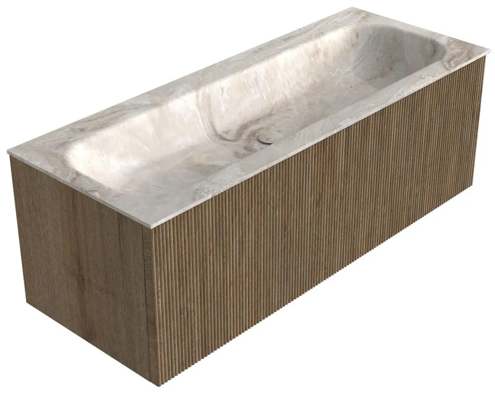 Mondiaz Kurve-dlux 120cm badmeubel dusk met 1 lade en wastafel big large midden zonder kraangat frappe