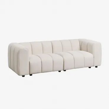2-delige Modulaire Bank In Bouclé-stof Eliot Bouclé Crèmebeige - Sklum