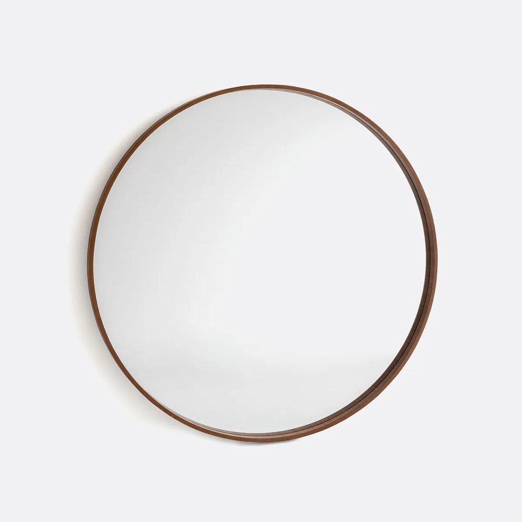 Ronde spiegel fineer notenhout Ø100 cm, Alaria