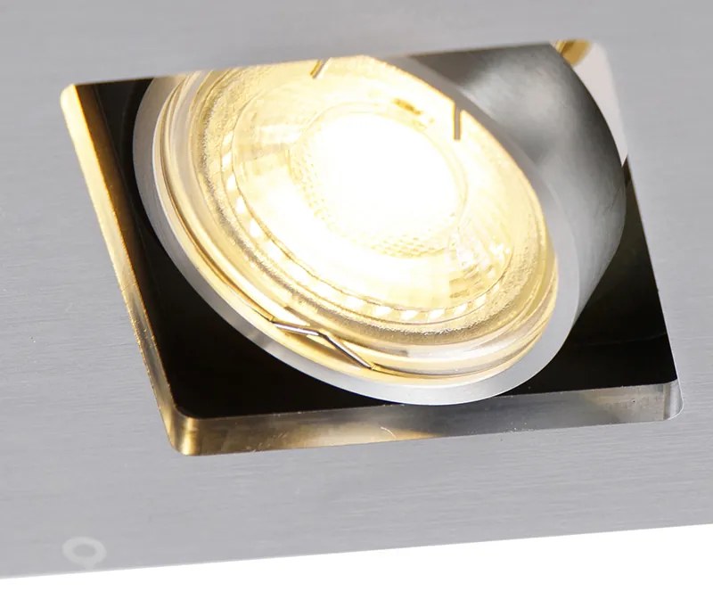 Set van 6 Inbouwspot aluminium rechthoekig 2-lichts - Qure