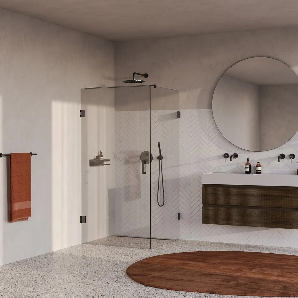 Brauer Void profielloze douchecabine 100x100cm gunmetal geborsteld PVD