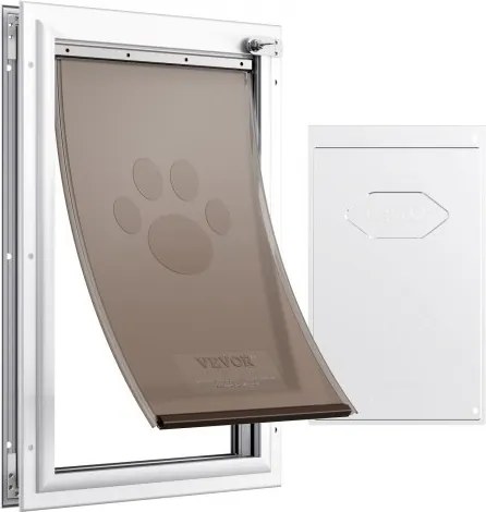 VEVOR Pet Flap Hondenluik Gemaakt van Aluminium Frame met Lock &amp; Flap Systeem 287 x 407 mm, Weerbestendig Hondenluik Huisdierdeur Geschikt voor Katten Honden Kittens (Wit-M) Eenvoudige Installatie