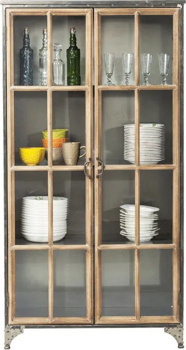 Vitrinekast Industrieel Staal - 97x39x187cm.