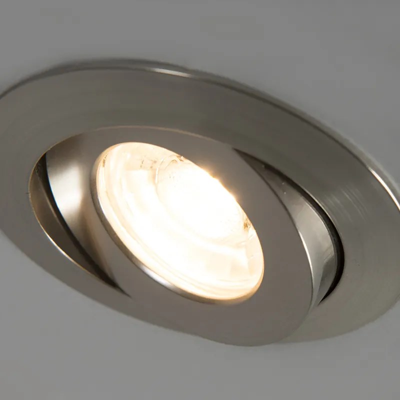 Set van 3 inbouwspots staal incl. LED IP44 - Relax LED Modern IP44 rond Binnenverlichting Lamp