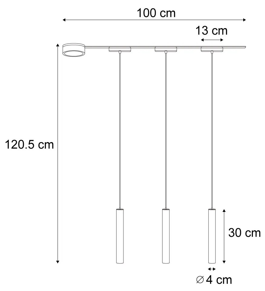 LED Modern railsysteem met 3 hanglampen zwart 1-fase - Magnetic Cassie Modern Binnenverlichting Lamp