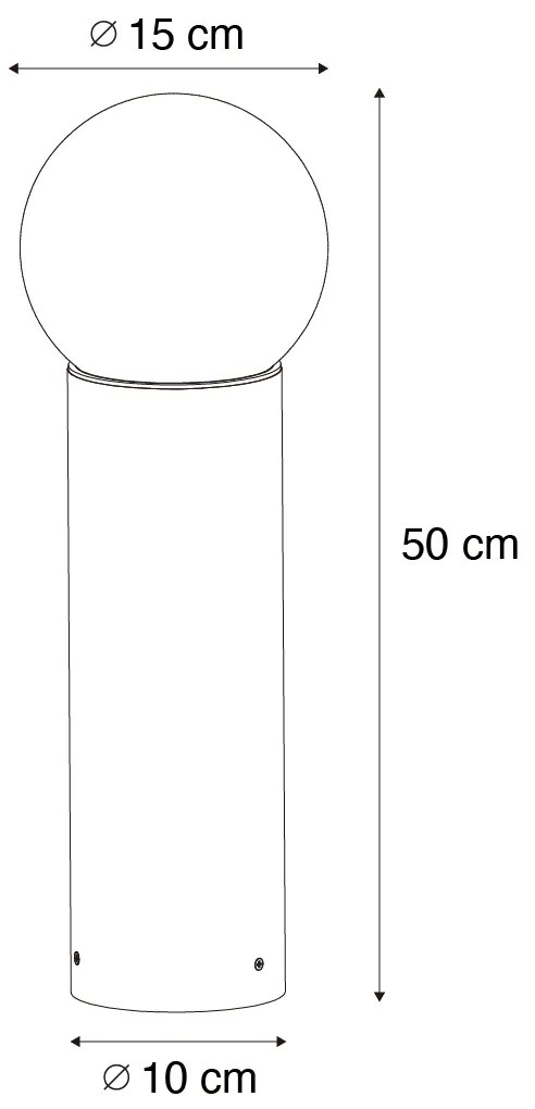 Staande buitenlamp zwart met opaal glas 50 cm IP44 - Huma