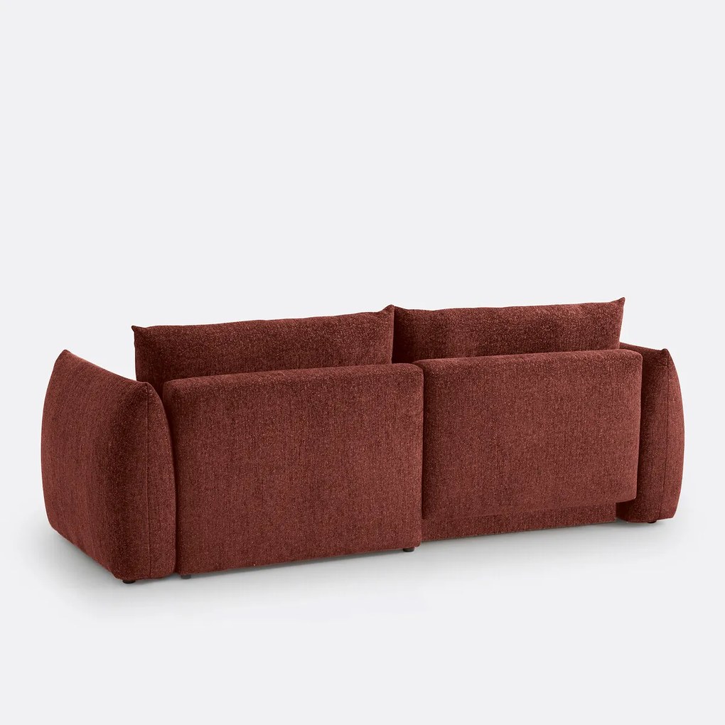 Ombouwbare hoekbank met koffer, in gemêleerde chenille stof, Edith