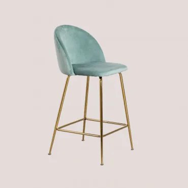 Kana Design Hoge Fluwelen Kruk Goud & Grün Tanne & ↑65 Cm - Sklum
