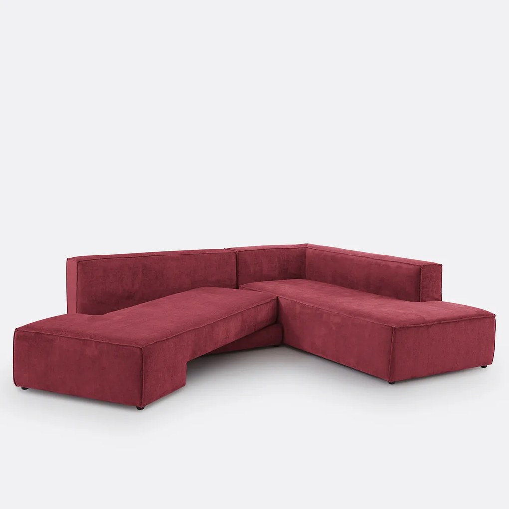 Hoekbank links of rechts, omvormbaar, fluweel met structuur, Ginosa