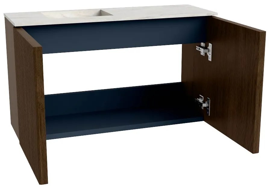Mondiaz Joya DLux 70cm toiletmeubel walnut met wastafel faye links zonder kraangat ostra