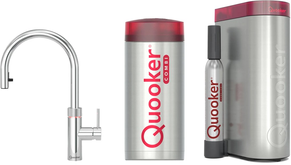 Quooker Flex met COMBI boiler en CUBE reservoir 5-in-1 kokend water kraan Chroom