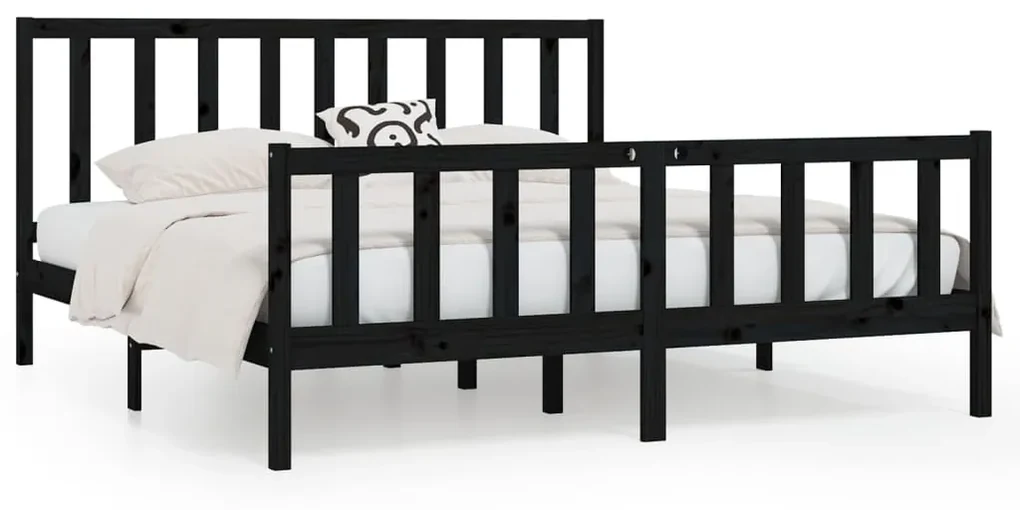 vidaXL Bedframe massief hout zwart 180x200 cm 6FT Super King