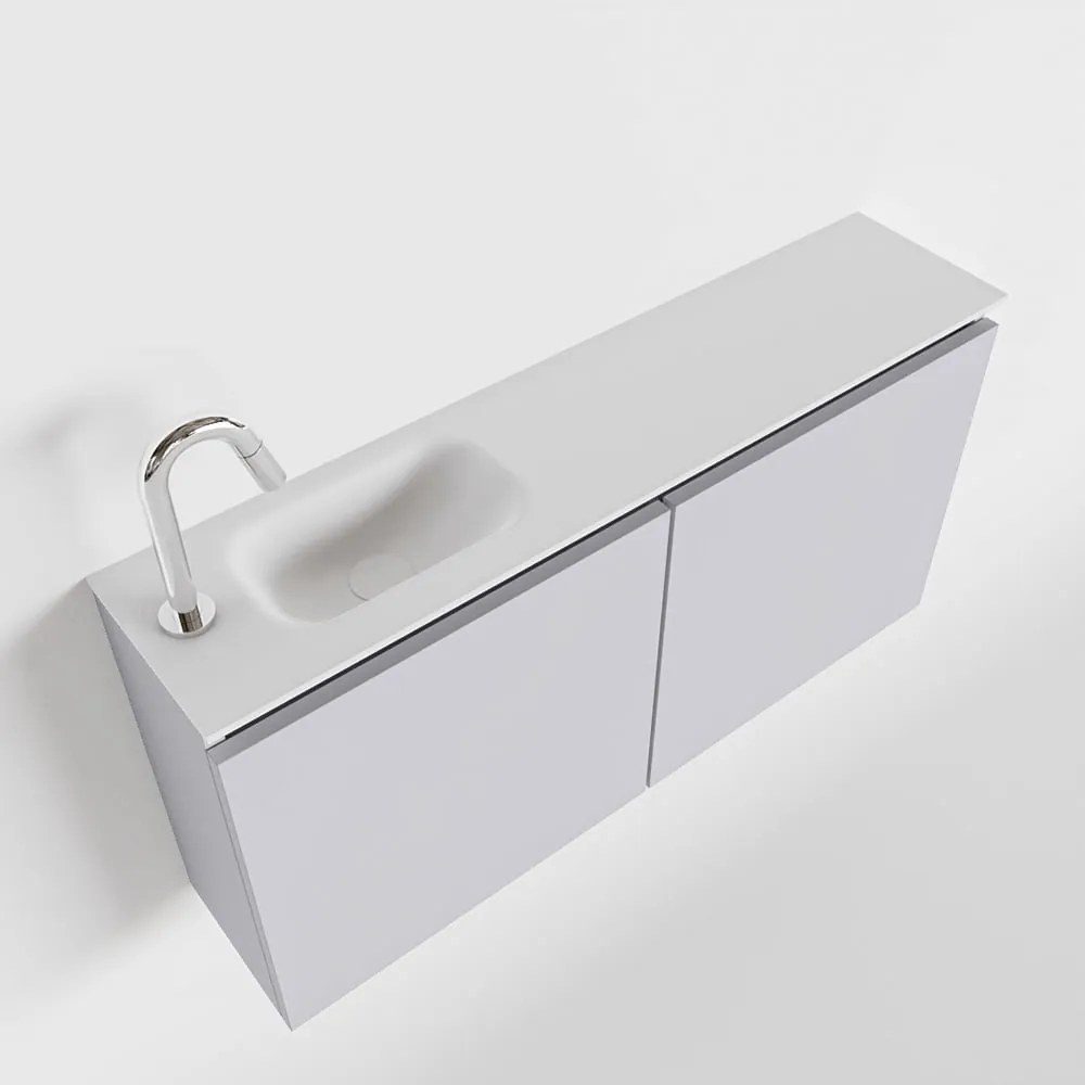 Mondiaz Ture 100cm toiletmeubel cale met wastafel talc links 1 kraangat