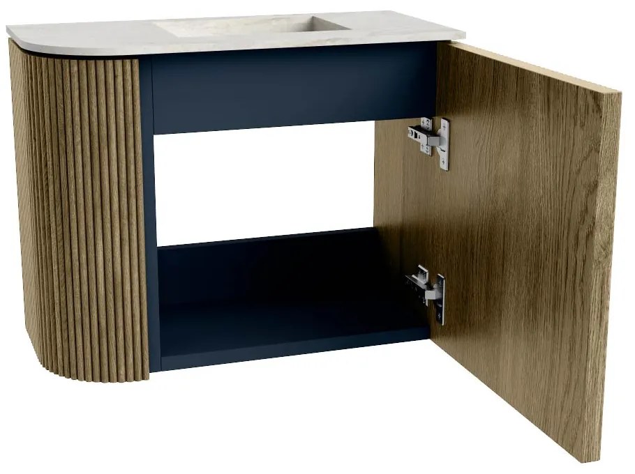 Mondiaz Joya DLux 50cm toiletmeubel ronding links dusk met wastafel faye rechts 1 kraangat ostra