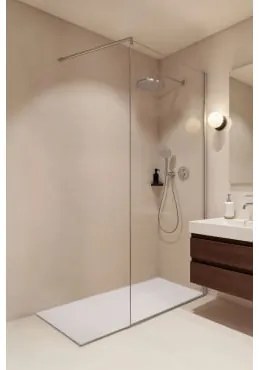 Vaste Douchewand Met 8 Mm Gehard Glas En Bristol Aluminium Geborsteld Grijs & Transparant & 80 X 195 Cm - Sklum